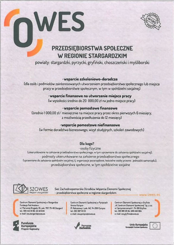 Wsparcie finansowe na utworzenie miejsc pracy w przedsiębiorstwach społecznych