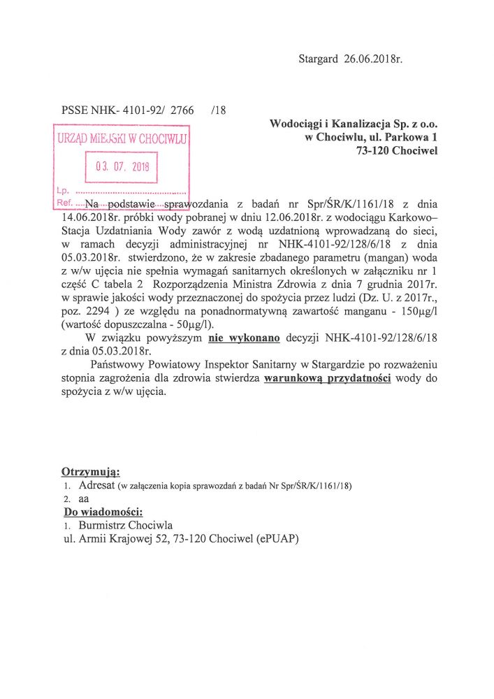 Warunkowa przydatność wody w Karkowie