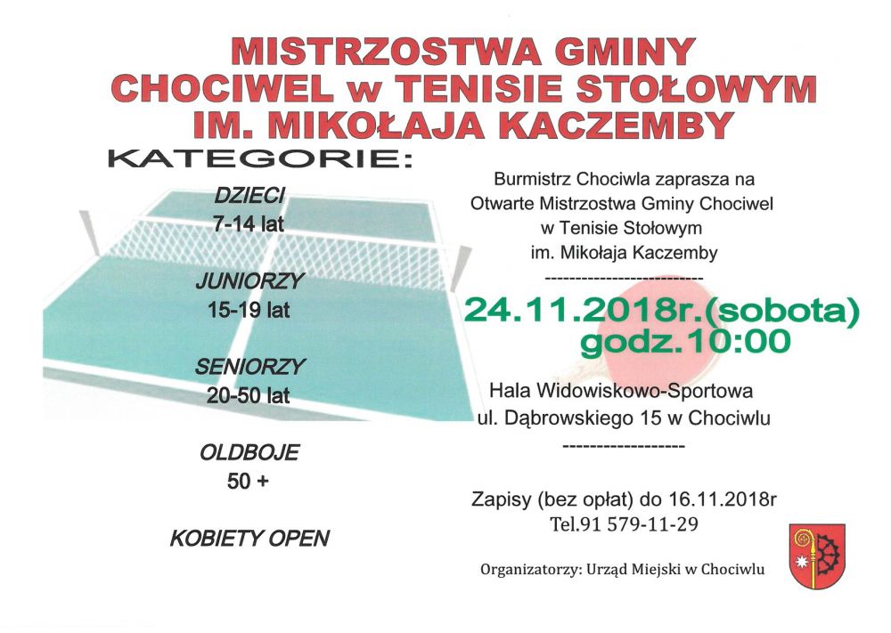 Mistrzostwa Gminy Chociwel w tenisie stołowym