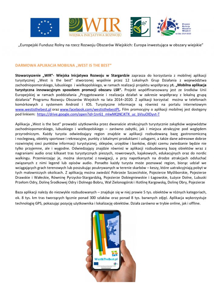 Darmowa aplikacja mobilna "West is the best"