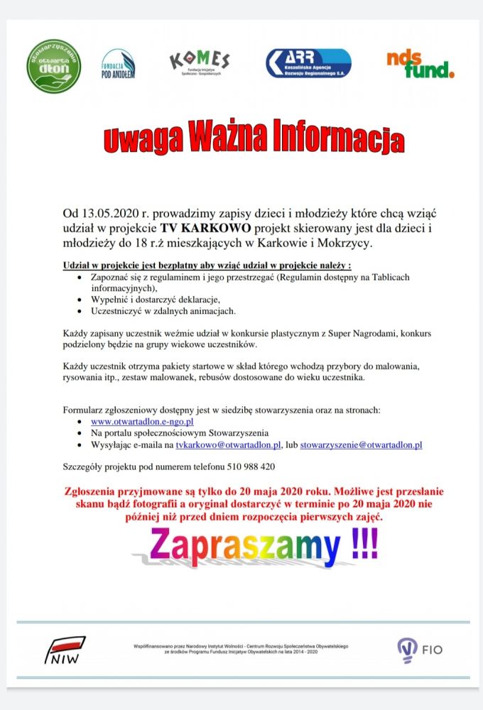 Zapisy do projektu "TV Karkowo"