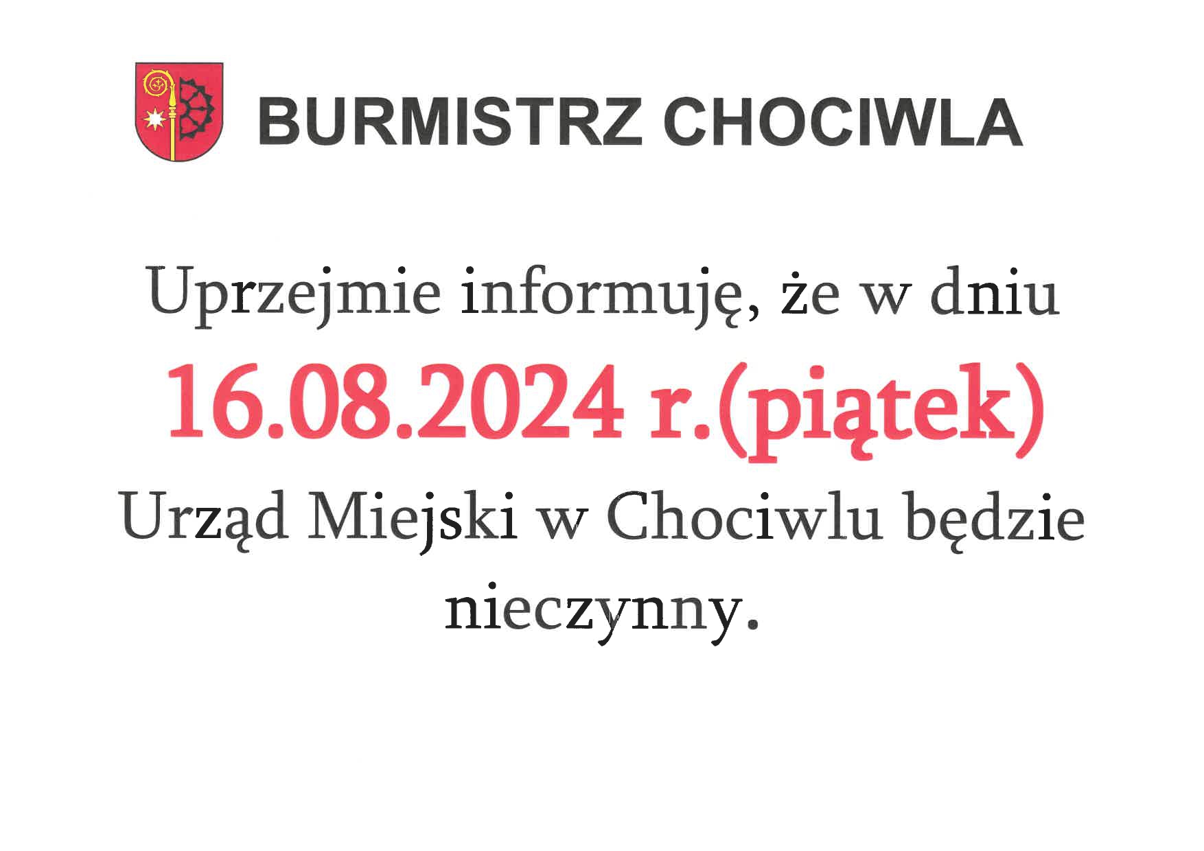 Informacja o nieczynnym urzędzie