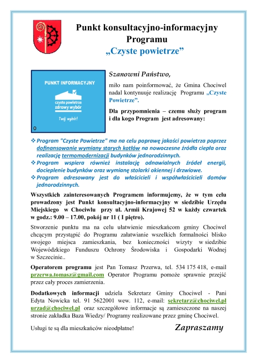 Nowy punkt konsultacyjno-informacyjny programu „Czyste powietrze”