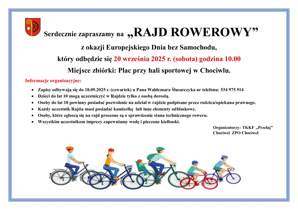 Zaproszenie na rajd rowerowy