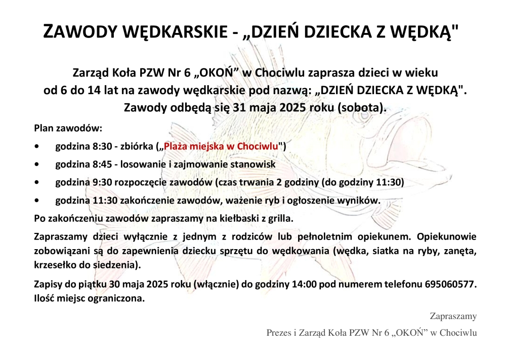 Dzień Dziecka z Wędką -  zapraszamy na  zawody wędkarskie